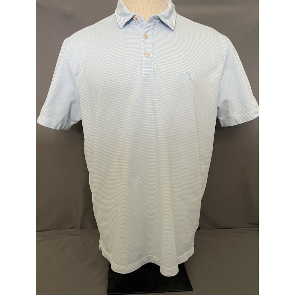 Tommy‎ Bahama Islandzone Mens Shirt Size XL Blue Short Sleeve Stripped